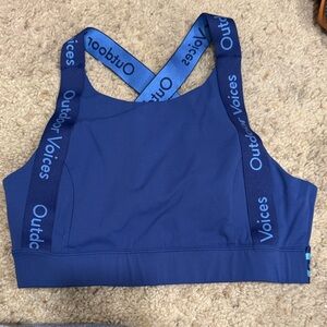 Outdoor Voices Navy Sports Bra with Logo Straps